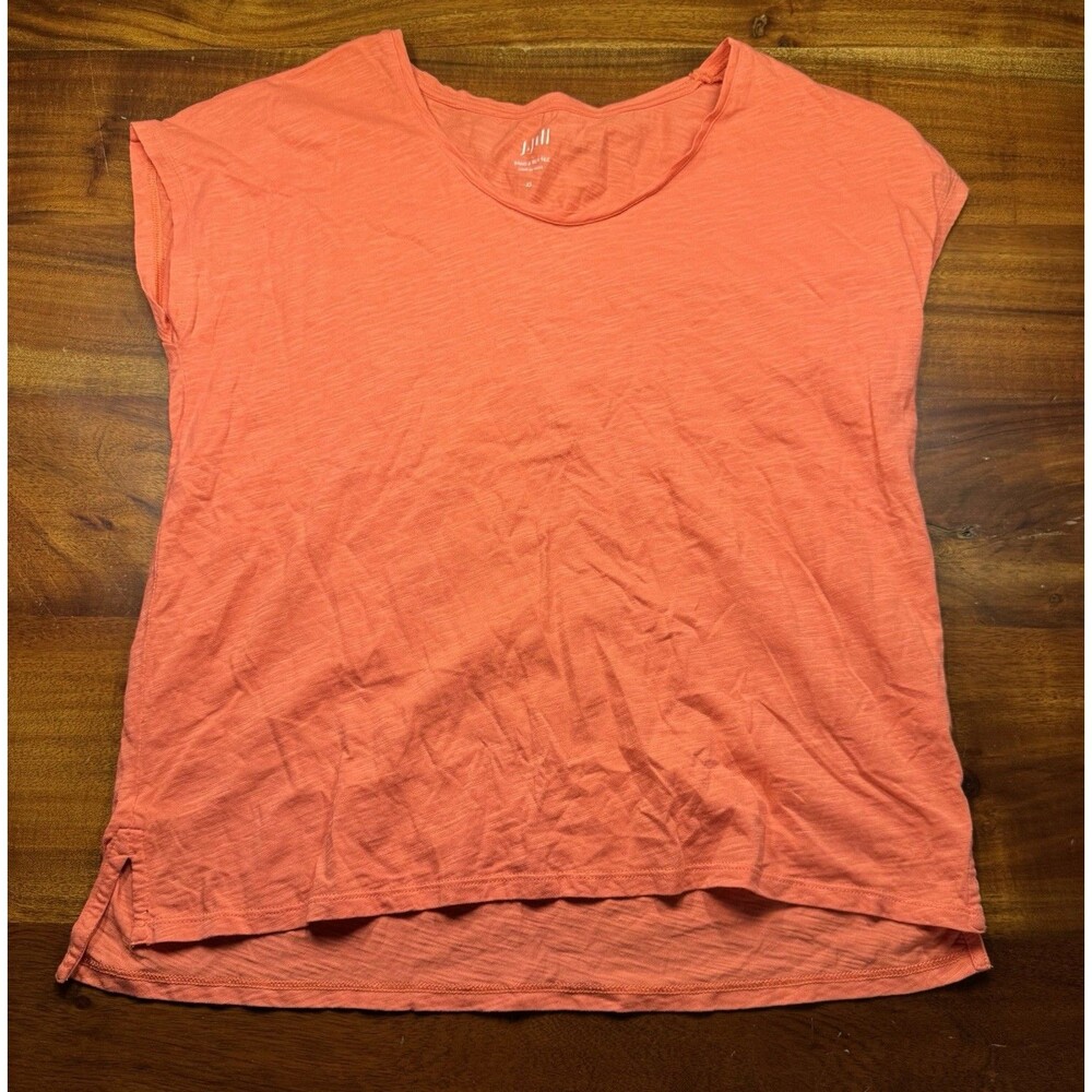 J. Jill Sand & Sea Tee Shirt Womens XS Coral Slub Knit Short Sleeve Cotton